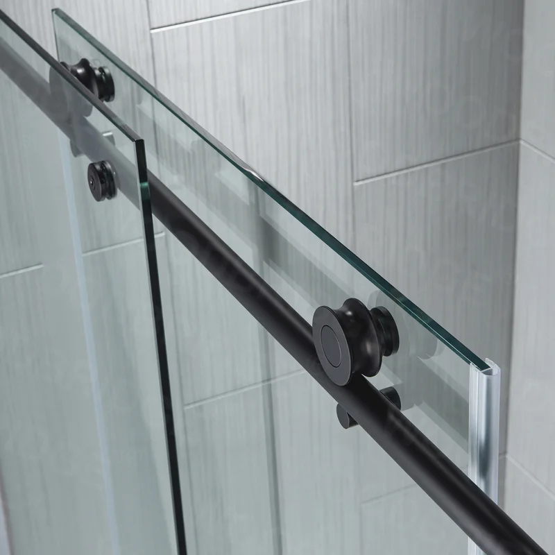 MSDC6076-MBL 56"-60" W x 76" H Single Sliding Frameless Shower Door with 3/8"(10mm) Clear Tempered Glass, Stainless Steel Accessories - Image 3