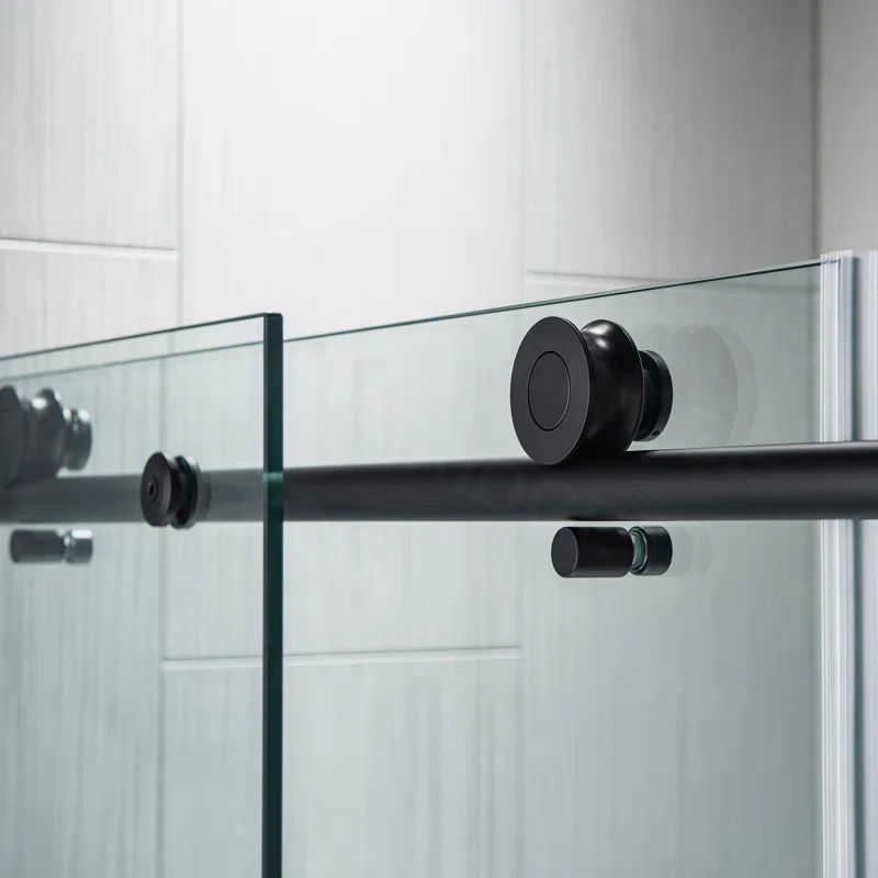 MSDC6076-MBL 56"-60" W x 76" H Single Sliding Frameless Shower Door with 3/8"(10mm) Clear Tempered Glass, Stainless Steel Accessories - Image 11
