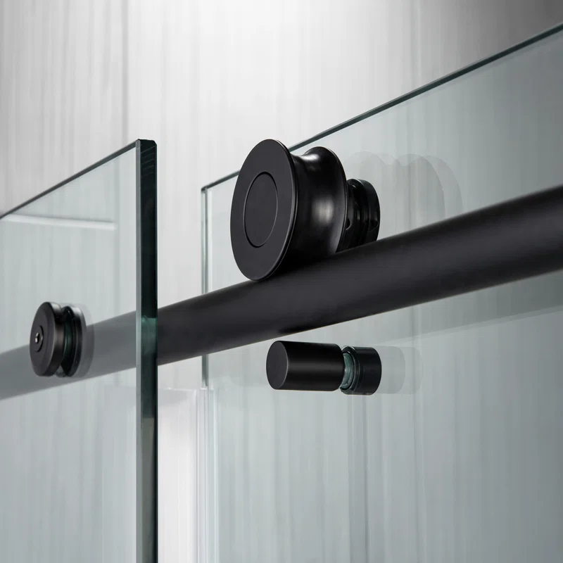 MSDC6076-MBL 56"-60" W x 76" H Single Sliding Frameless Shower Door with 3/8"(10mm) Clear Tempered Glass, Stainless Steel Accessories - Image 7