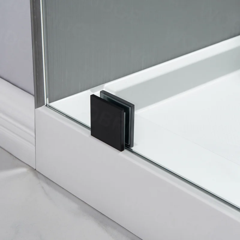 MSDC6076-MBL 56"-60" W x 76" H Single Sliding Frameless Shower Door with 3/8"(10mm) Clear Tempered Glass, Stainless Steel Accessories - Image 6