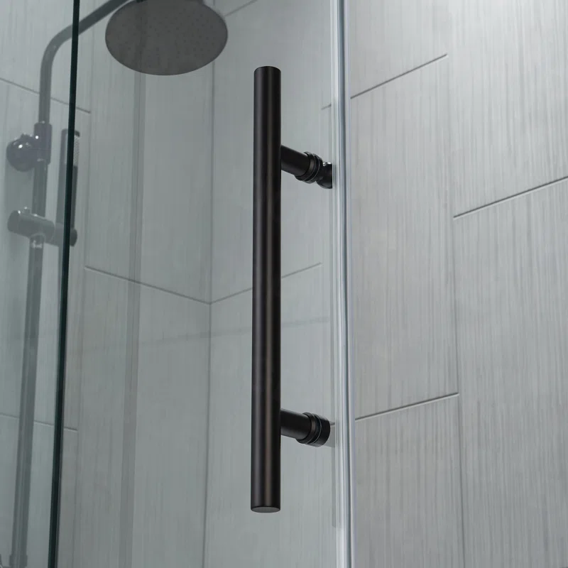 MSDC6076-MBL 56"-60" W x 76" H Single Sliding Frameless Shower Door with 3/8"(10mm) Clear Tempered Glass, Stainless Steel Accessories - Image 5