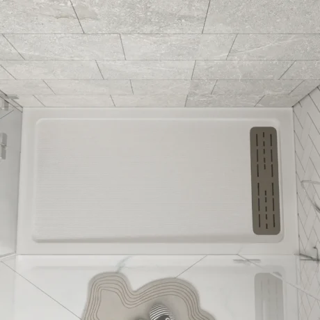 White Shower Base with Drain Assembly and Drain Cover Included, Non-slip Shower Pan DV-1SB0099R 60" x 32"