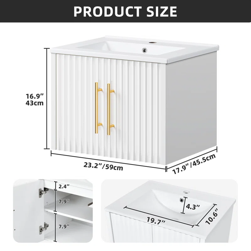Ballou 23.2'' Single Bathroom Vanity with Ceramic Top - Image 3
