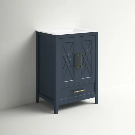 Brecken 23.88'' Single Bathroom Vanity with Vitreous China Top - Franklin Blue Color