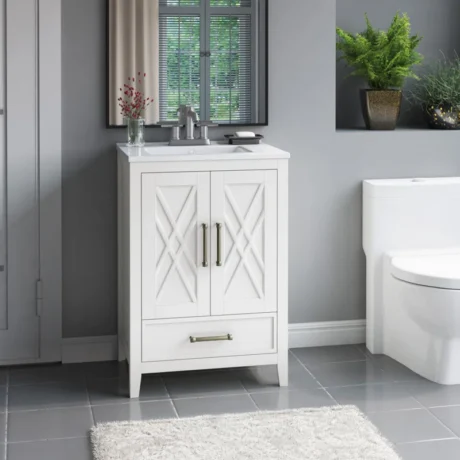Brecken 23.88'' Single Bathroom Vanity with Vitreous China Top - White Color
