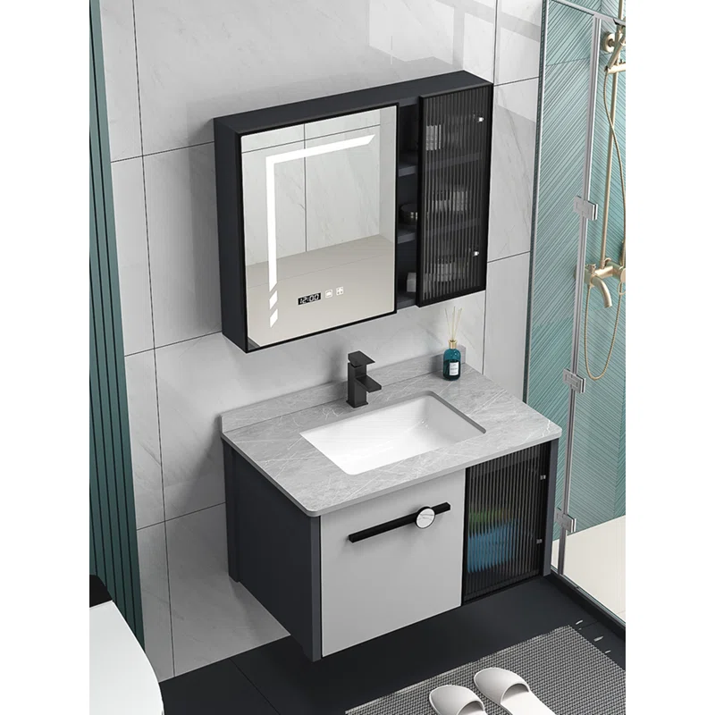 Gray Cares 31.5" Single Bathroom Vanity Set with Mirror - Image 2