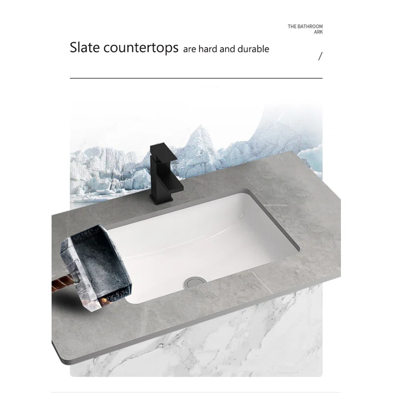 Gray Cares 31.5" Single Bathroom Vanity Set with Mirror - Image 6