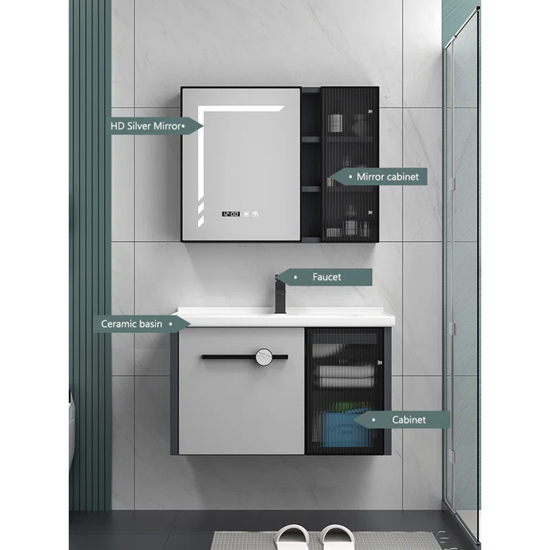 White Cares 31.5" Single Bathroom Vanity Set with Mirror - Image 3