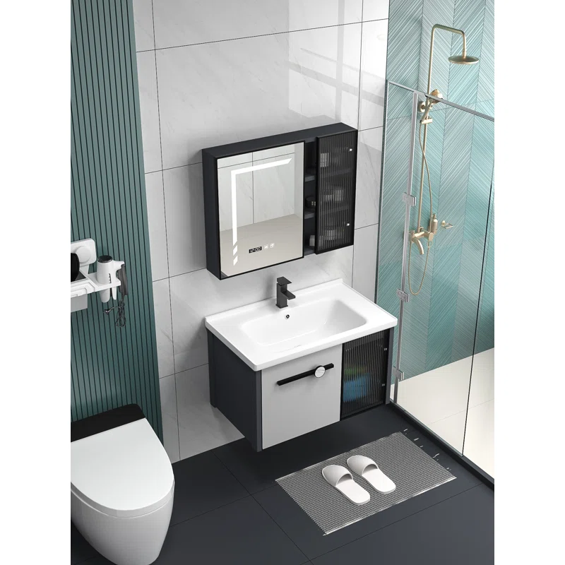 White Cares 31.5" Single Bathroom Vanity Set with Mirror - Image 4