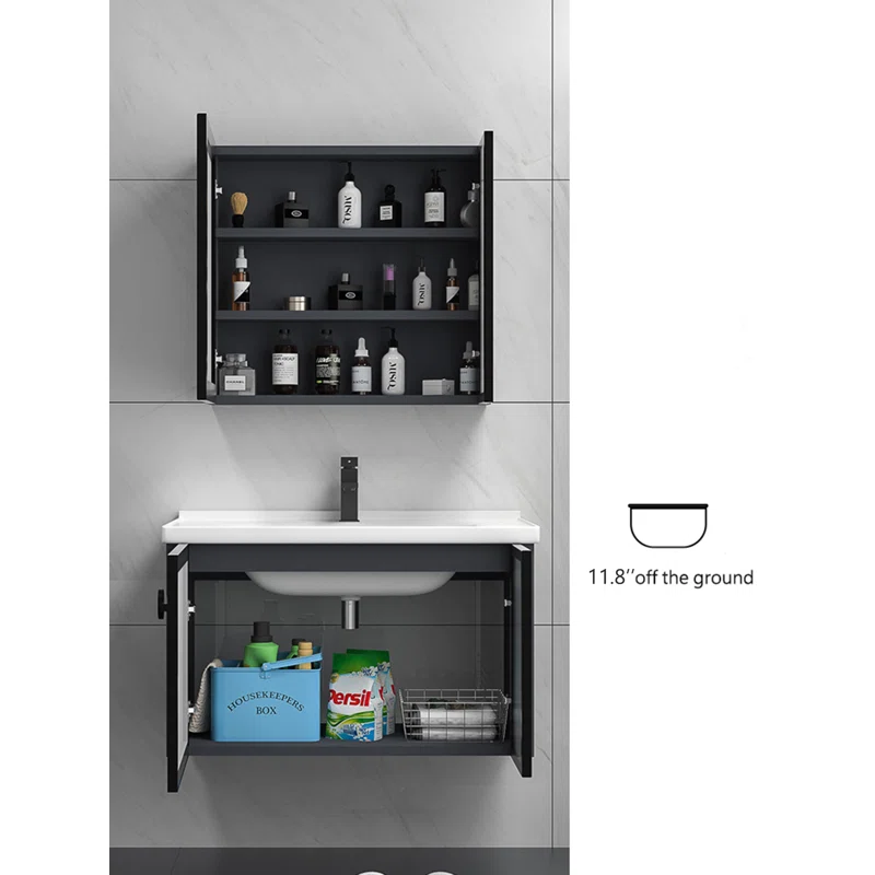 White Cares 31.5" Single Bathroom Vanity Set with Mirror - Image 7