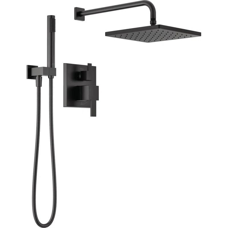 342701-BL Modern Raincan Square Shower System, Rain Shower Head with Handheld Spray, Shower Faucet Set - Image 3