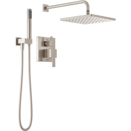 342701-SP Modern Raincan Square Shower System, Rain Shower Head with Handheld Spray, Shower Faucet Set