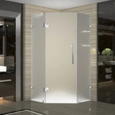 SEN991F-SS-34-10 Neoscape GS 34" W x 34" D x 72" H Frameless Neo-angle Hinged Shower Enclosure