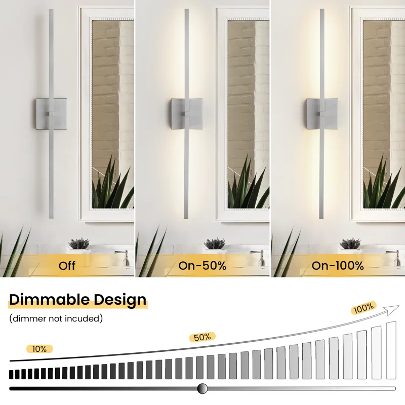 Jaiman 2-Light 30'' Dimmable LED Bath Bar - Brushed Nickel Color - Image 3