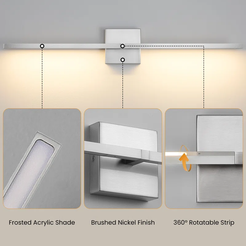 Jaiman 2-Light 30'' Dimmable LED Bath Bar - Brushed Nickel Color - Image 6