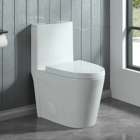 AB-23T01-GW 1.1/1.6 GPF Dual-Flush Elongated One-Piece Toilet with 17.13 in. Comfort Seat Height, Ceramic Glazed Surface(Soft Close Seat Included) -  Glossy White
