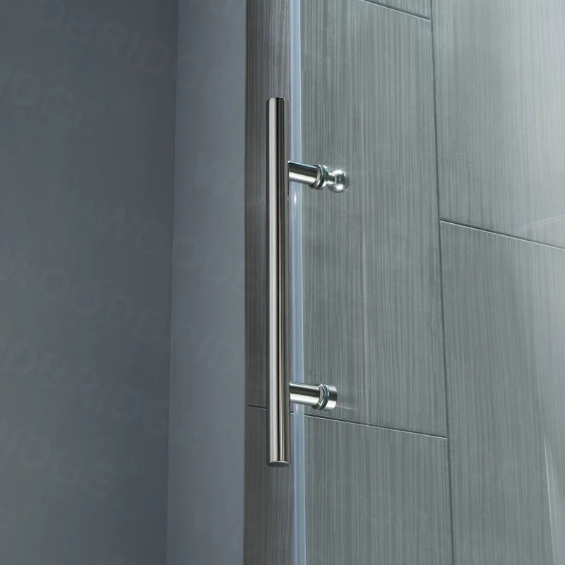 MBSDC6076-C 56"-60" W x 76" H Single Sliding Frameless Shower Door with 3/8"(10mm) Explosion-Proof Clear Tempered Glass, Stainless Steel Accessories - Image 5