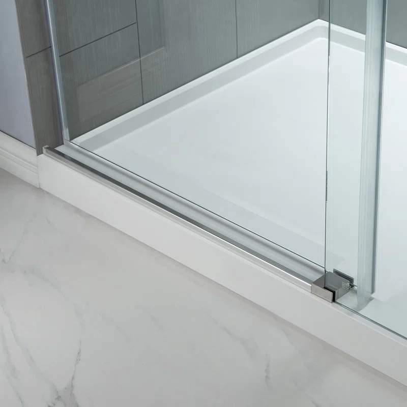 MBSDC6076-C 56"-60" W x 76" H Single Sliding Frameless Shower Door with 3/8"(10mm) Explosion-Proof Clear Tempered Glass, Stainless Steel Accessories - Image 6
