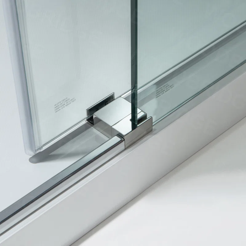 MBSDC6076-C 56"-60" W x 76" H Single Sliding Frameless Shower Door with 3/8"(10mm) Explosion-Proof Clear Tempered Glass, Stainless Steel Accessories - Image 7