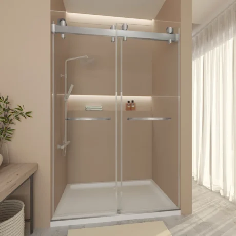SD10-1524-20 Gargy 57-60 in W x 78 in H Frameless Shower Door with Advanced Closing System Brush Silver Color