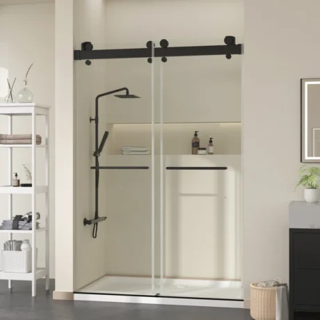 SD10-1524-20 Gargy 57-60 in W x 78 in H Frameless Shower Door with Advanced Closing System Matte Black