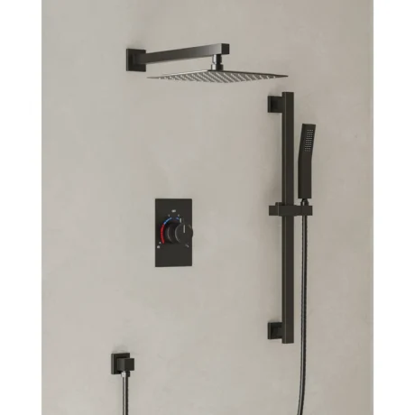 SFS-1036-BK10 RainfallCascade 10" Pressure Balanced Slide Bar Shower System with Rough-In Valve - Black Color