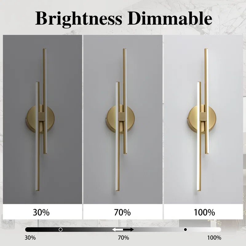 Shoji 2 - Light Dimmable LED Vanity Light - Finish: Brass Gold - Image 5