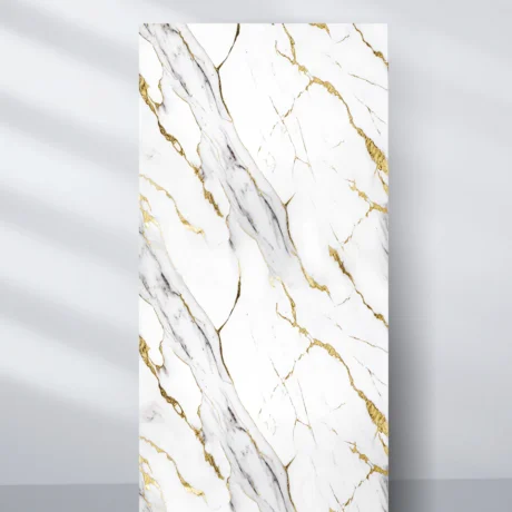 Luxe Gold Vein Marble UV Protected PVC Wall Panel - 4x8 ft, Fireproof & Waterproof (32 sq. ft)