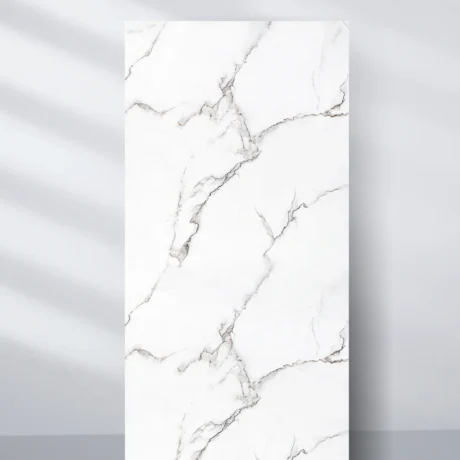 Calacatta White Marble UV Protected PVC Wall Panel - 4x8 ft, Fireproof & Waterproof, (32 sq. ft)