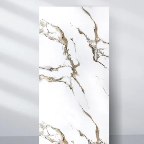 Calacatta Oro Gold Marble UV Protected PVC Wall Panel - 4x8 ft, Fireproof & Waterproof (32 sq. ft)