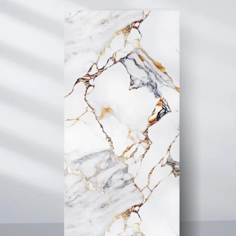 Covelano Luxe Gold Marble UV Protected PVC Wall Panel - 4x8 ft, Fireproof & Waterproof, (32 sq. ft)