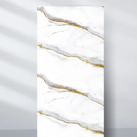 White Gold Royal Marble UV Protected PVC Wall Panel - 4x8 ft, Fireproof & Waterproof, (32 sq. ft)